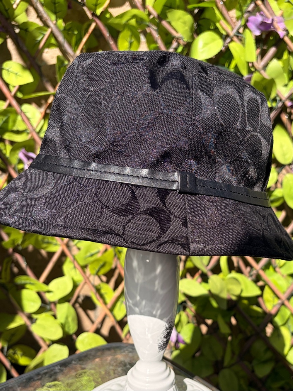 Coach Black Logo Jacquard Bucket Hat with Trim - Picture 2 of 6